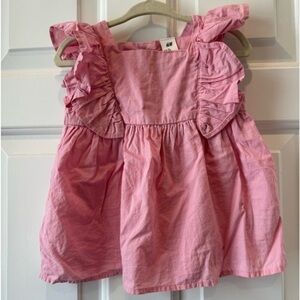 H&M pink ruffle 100% cotton top sleeveless blouse